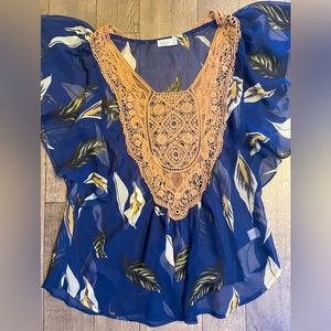 CHARMING CHARLIE Lacey Printed Blouse
